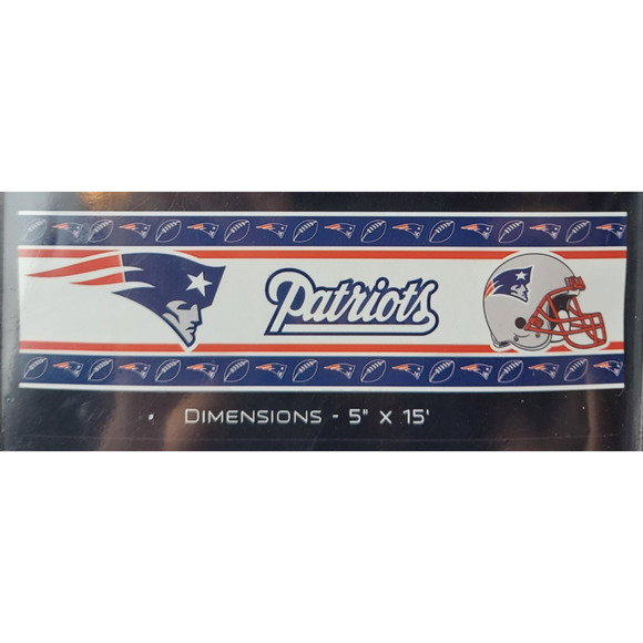 New England Patriots Wall Border Peel and Stick 5" x 15' NFL Team Football Sport - Picture 1 of 4